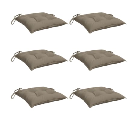 vidaXL Chair Cushions 6 pcs Taupe 15.7"x15.7"x2.8" Oxford Fabric