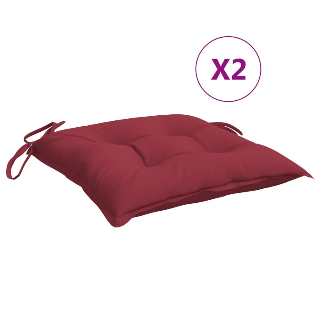 

vidaXL Chair Cushions 2 pcs Wine Red 15.7"x15.7"x2.8" Fabric
