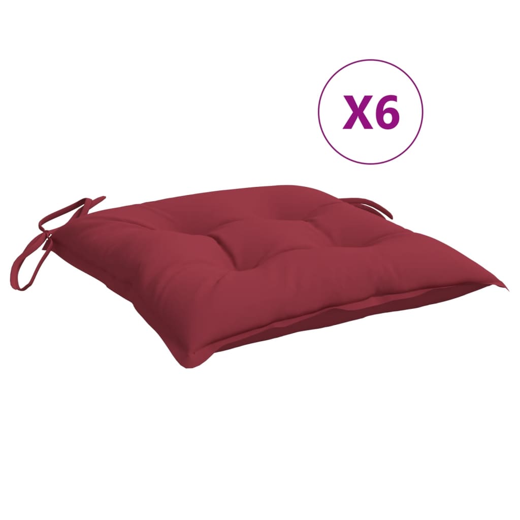 vidaXL Perne de scaun, 6 buc., roșu vin, 40 x 40 x 7 cm, textil vidaXL