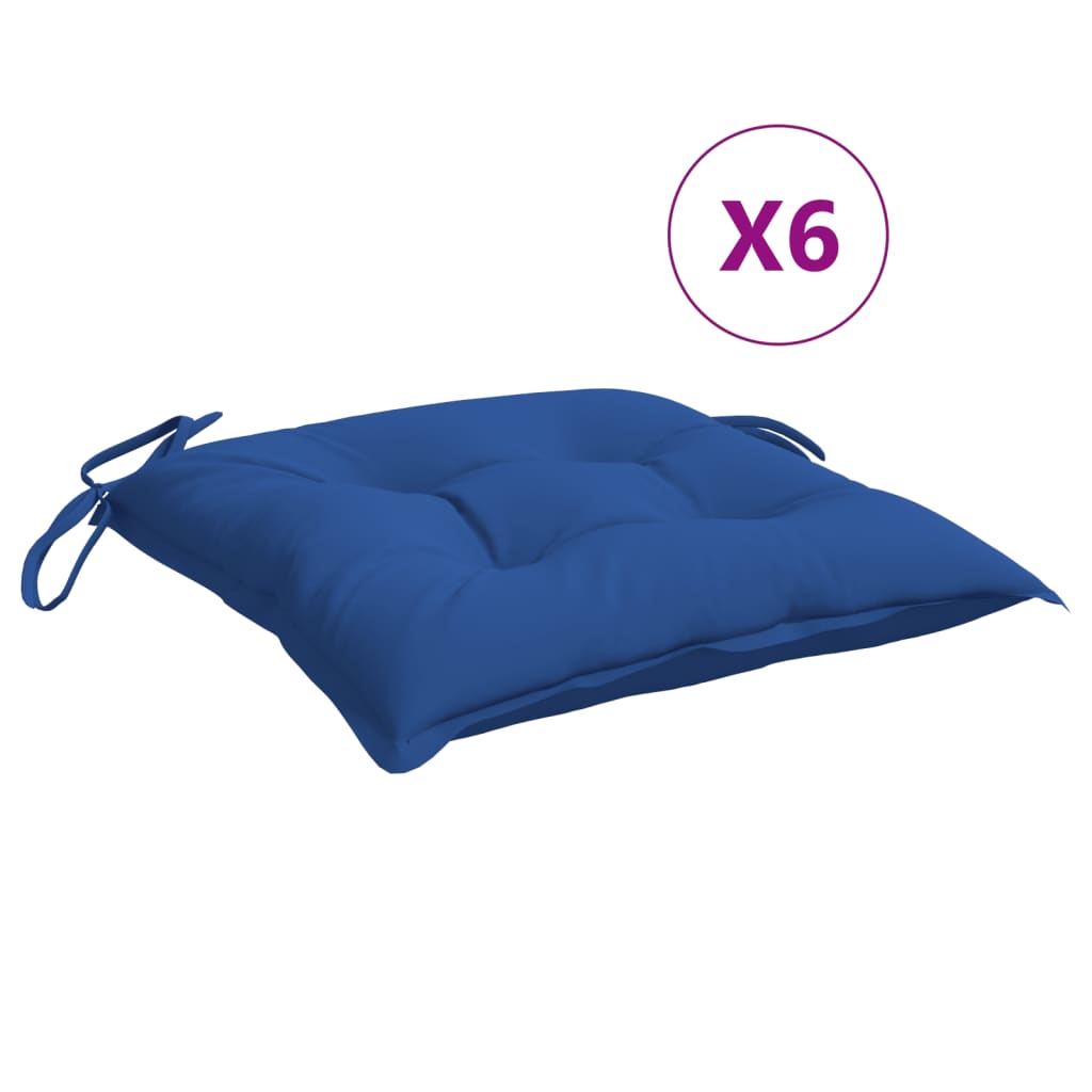 Image of vidaXL Chair Cushions 6 pcs Blue 40x40x7 cm Oxford Fabric