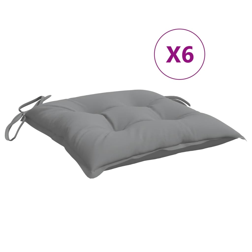 vidaXL Stoelkussens 6 st 50x50x7 cm stof grijs