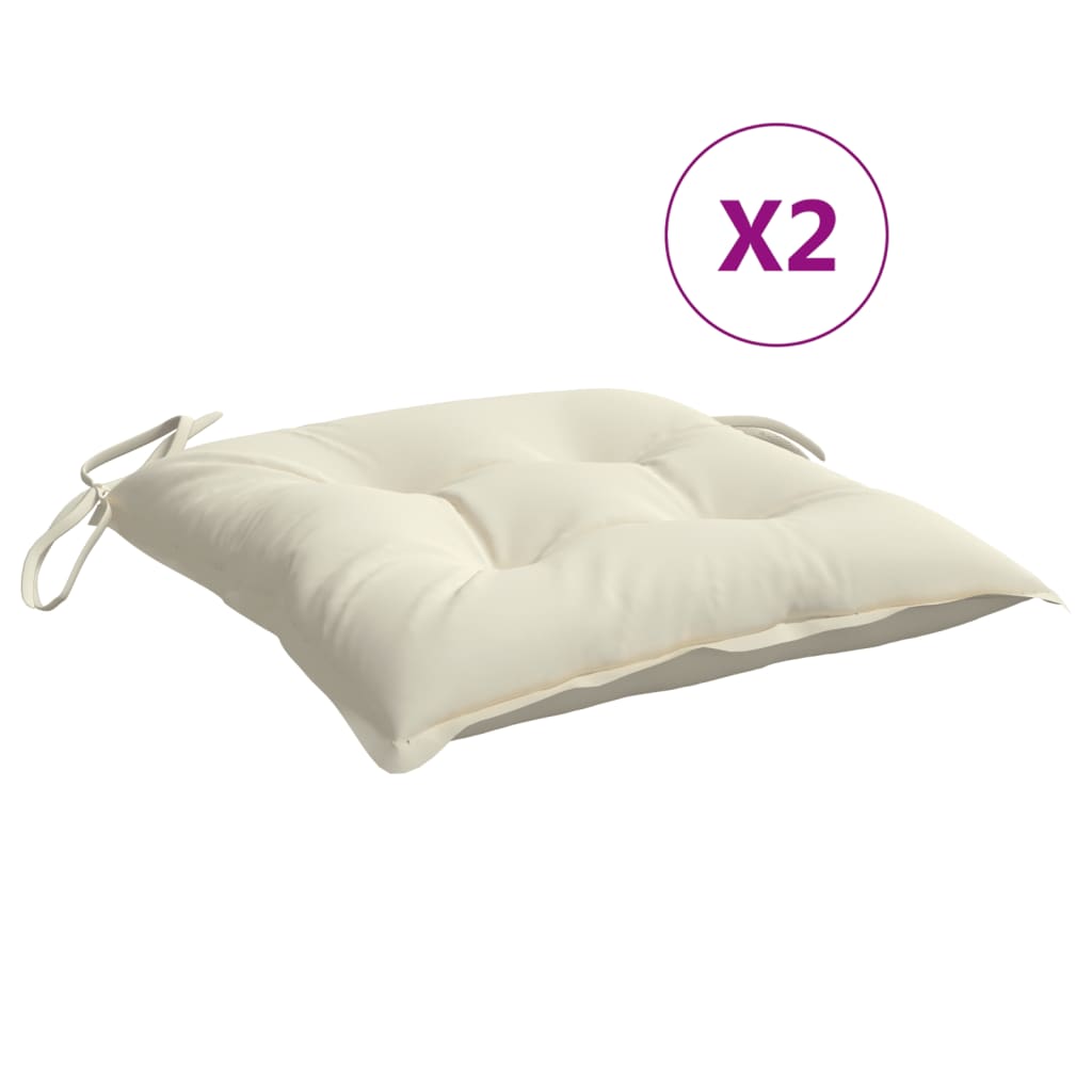 

vidaXL Chair Cushions 2 pcs Cream White 19.7"x19.7"x2.8" Fabric