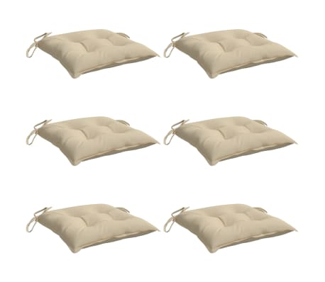 vidaXL チェアクッション 6点 ベージュ 50x50x7cm オックスフォードファブリック