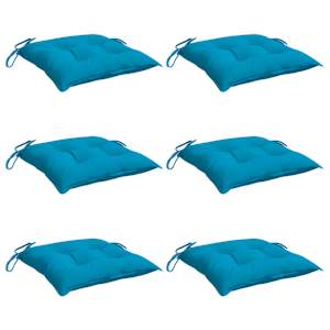 vidaXL Kėdės pagalvėlės, 6vnt., &scaron;viesiai mėlynos, 50x50x7cm, audinys