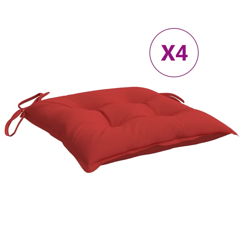 Image of vidaXL Chair Cushions 4 pcs Red 50x50x7 cm Oxford Fabric