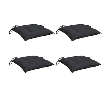 vidaXL Chair Cushion Set of 4 Black Oxford fabric, PP hollow fiber