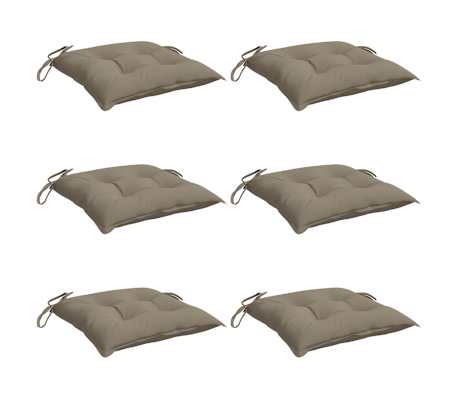 vidaXL Coussins de chaise lot de 6 taupe 50x50x7 cm tissu oxford