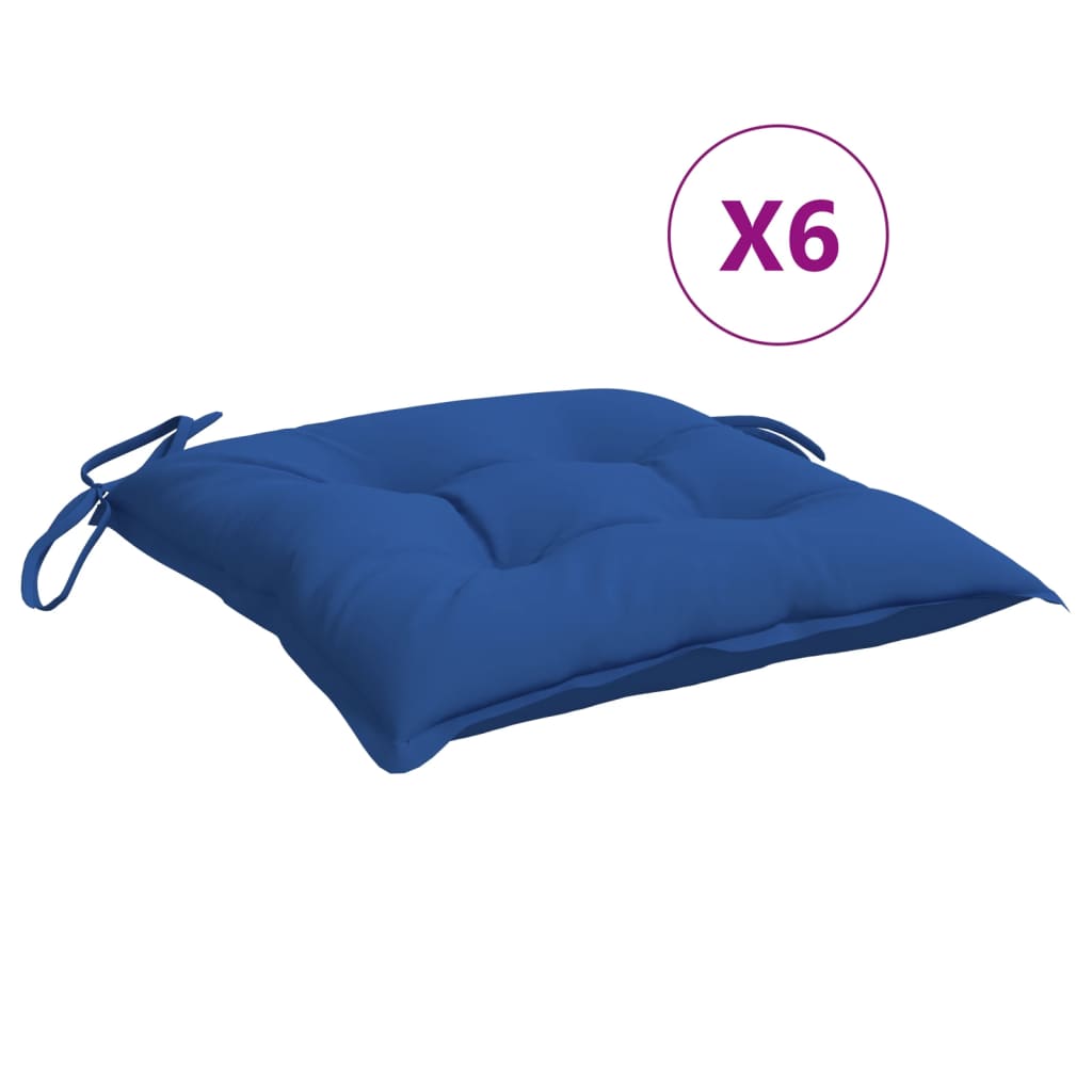 vidaXL Stoelkussens 6 st 50x50x7 cm stof blauw