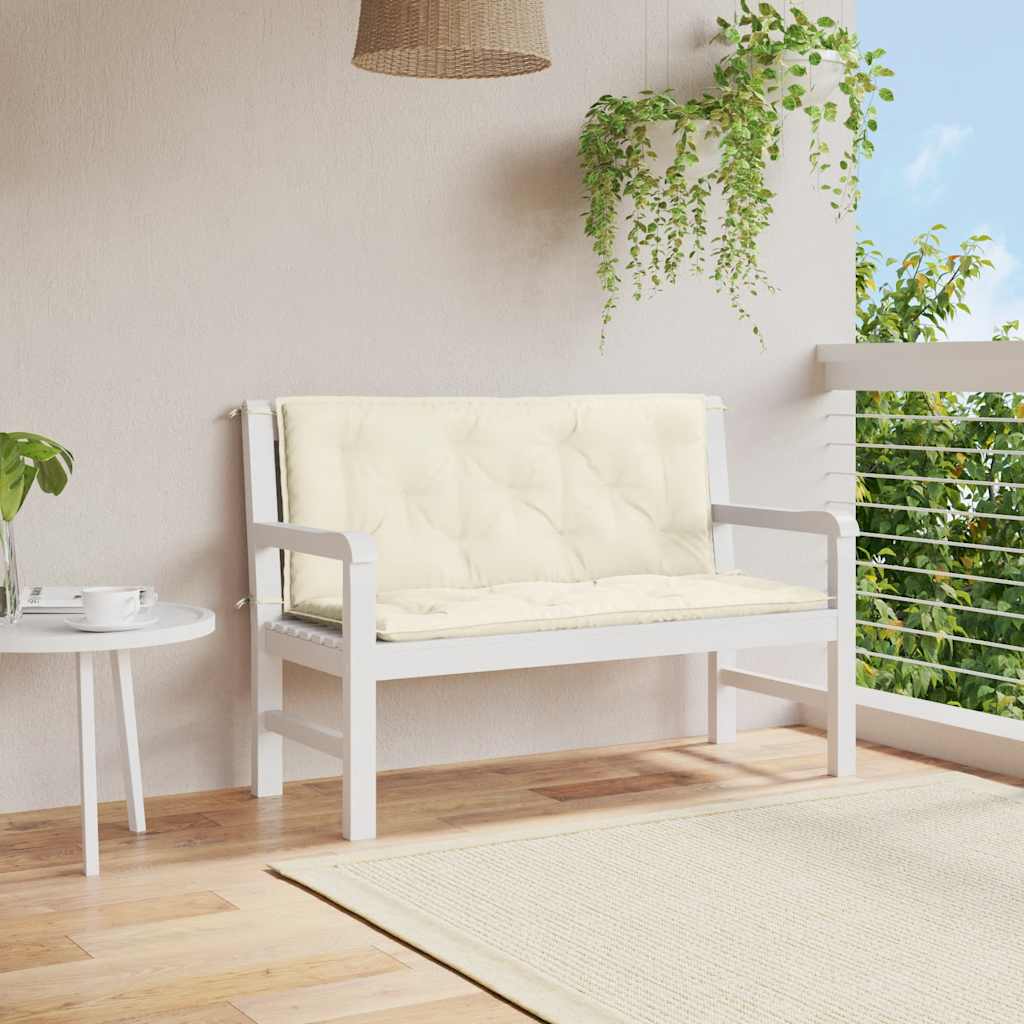 Coussin de banc de jardin blanc crème 120 cm tissu oxford