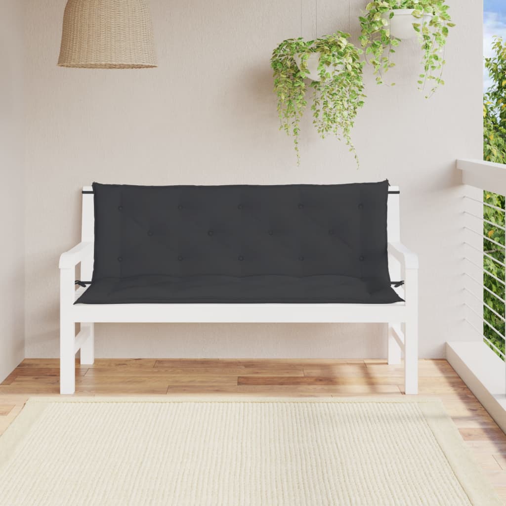 vidaXL Garden Bench Cushion Black 150x(50+50)x7cm Oxford Fabric