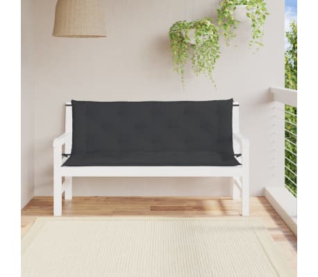 vidaXL Coussin de banc de jardin noir 150x(50+50)x7 cm tissu oxford