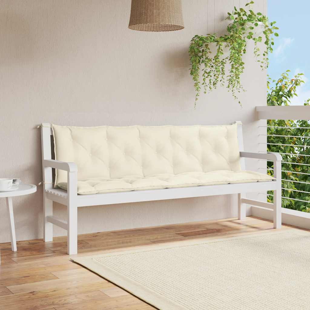 vidaXL Pernă bancă de grădină alb crem, 180x(50+50)x7cm, textil oxford