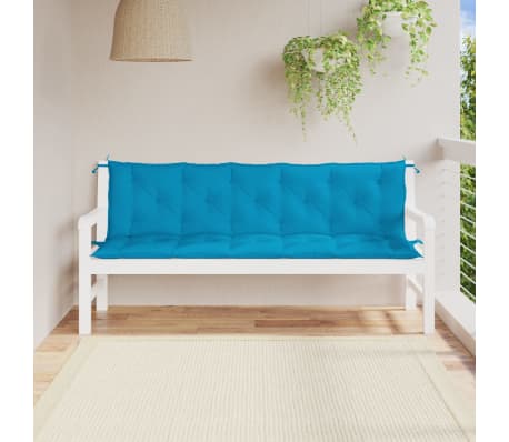 vidaXL Almofadão banco jardim 180x(50+50)x7cm tecido oxford azul-claro