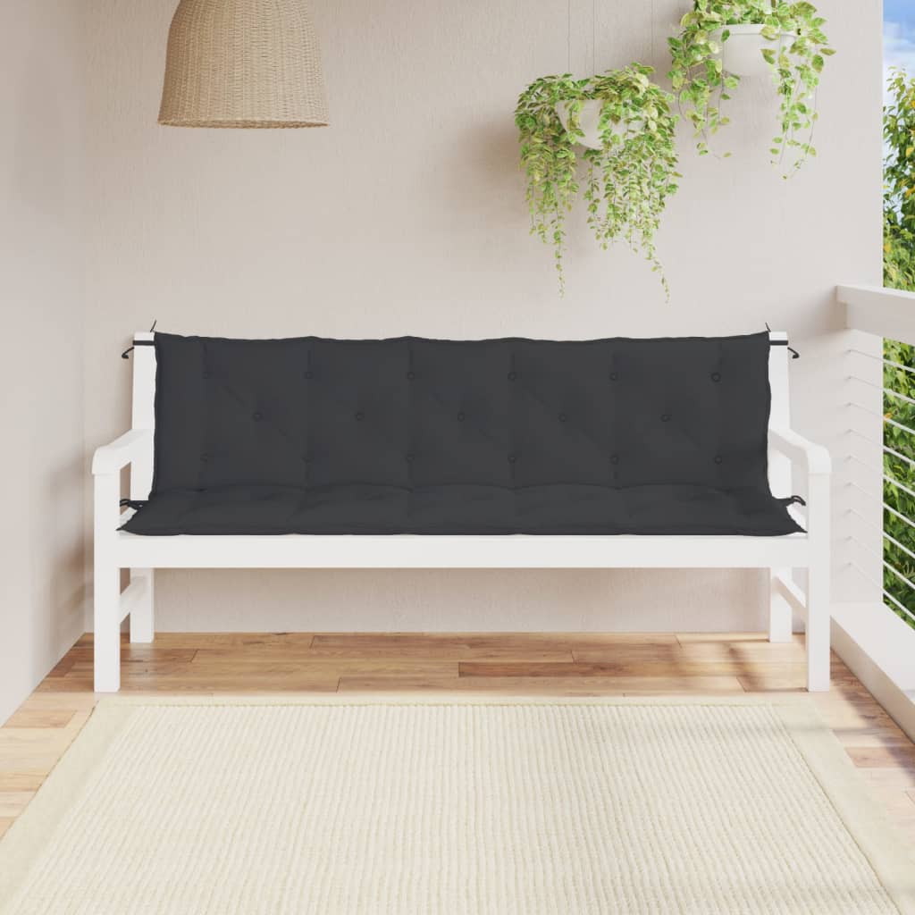 Vidaxl Perne Banca De Gradina 2buc.,negru, 180x50x7cm, Tesatura Oxford