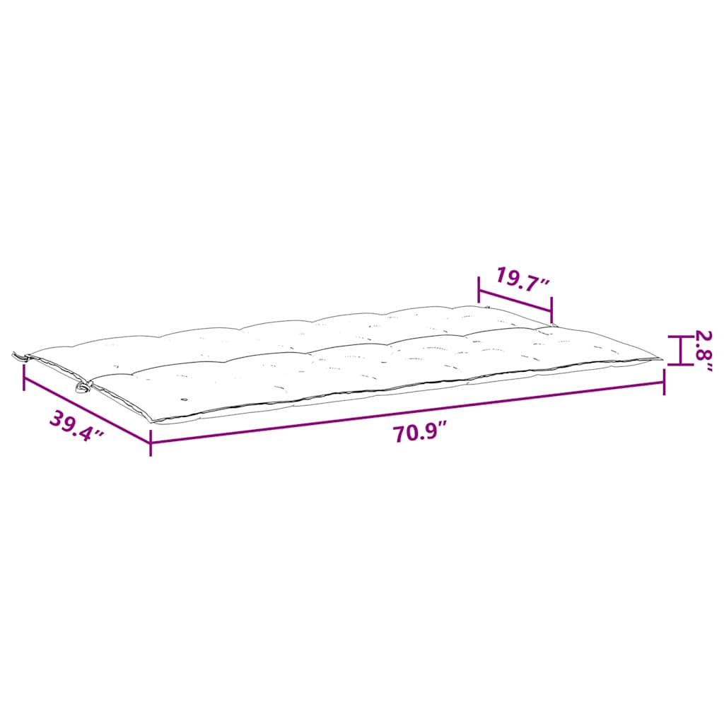dārza sola matracis, 180x(50+50)x7 cm, audums, vīnsarkans