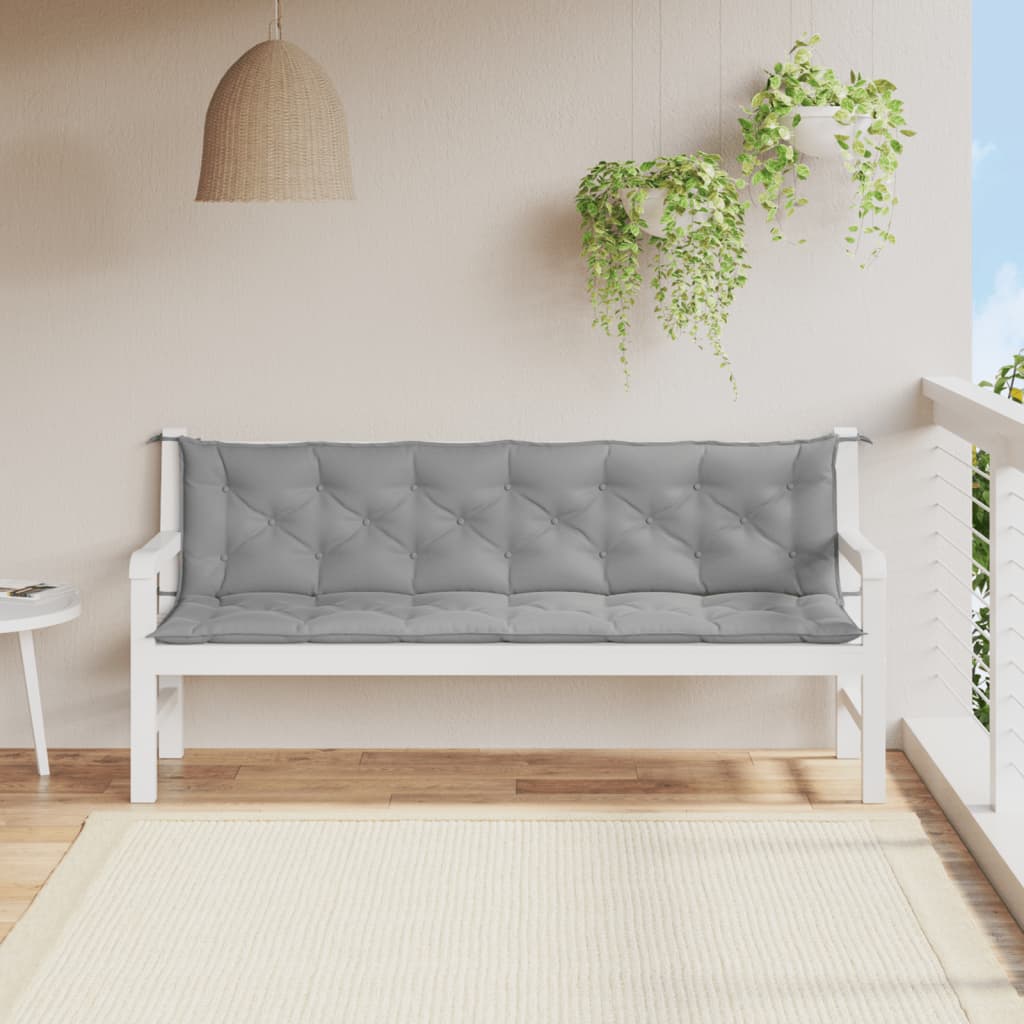 vidaXL Coussin de banc de jardin gris 200x(50+50)x7 cm tissu oxford