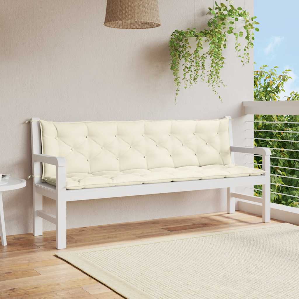 Coussin de banc de jardin blanc crème 200 cm tissu oxford