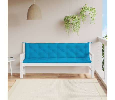 vidaXL Cuscini per Panca 2 pz Azzurri 200x50x7 cm in Tessuto Oxford