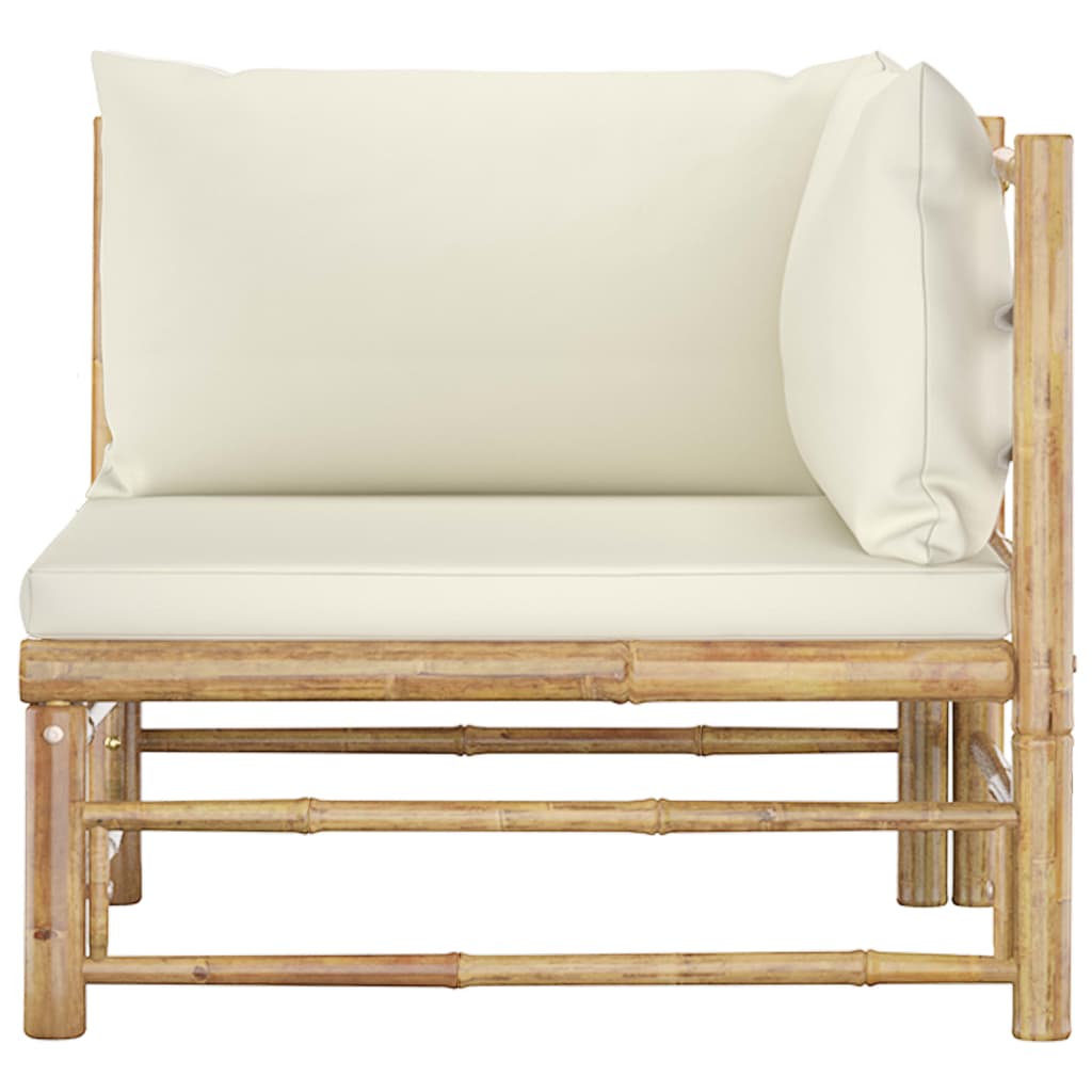 Thumbnail - vidaXL Garten-Ecksofa mit Kissen Cremeweiß Bambus