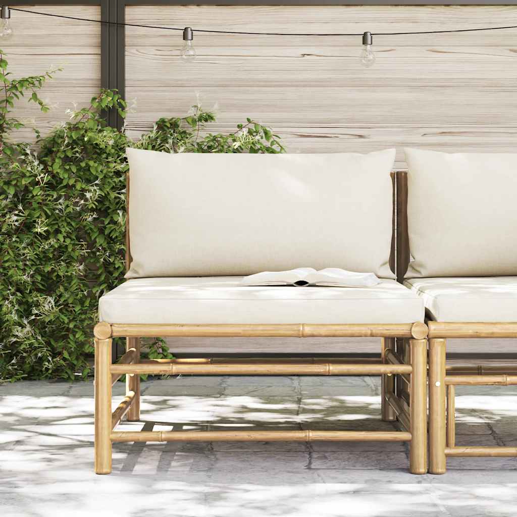 Thumbnail - vidaXL Garten-Mittelsofa mit Kissen Cremeweiß Bambus