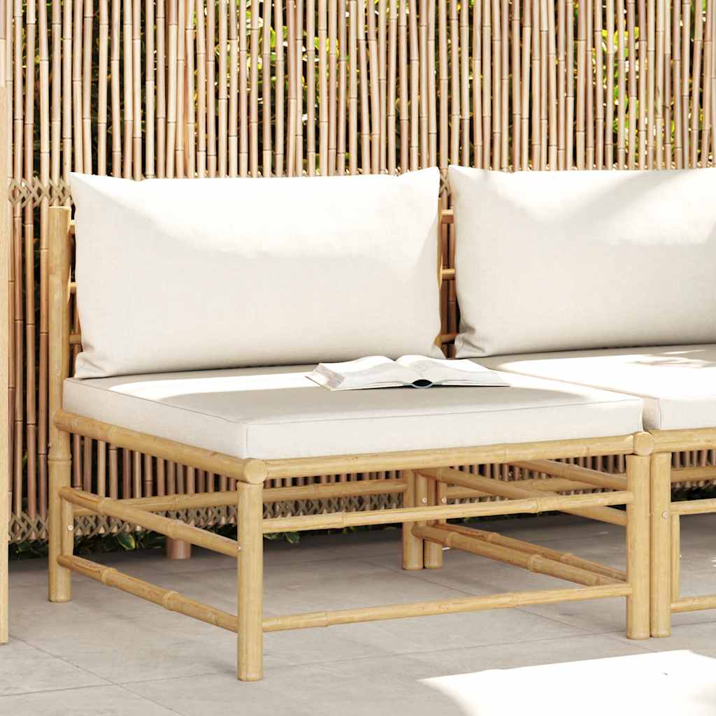 Thumbnail - vidaXL Garten-Mittelsofa mit Kissen Cremeweiß Bambus