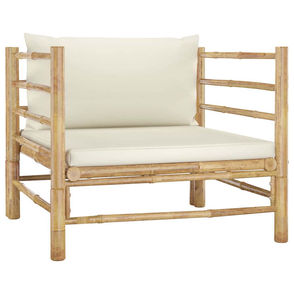 Garden Sofa with Cream White Cushions Bamboo - Turpentine and Oak