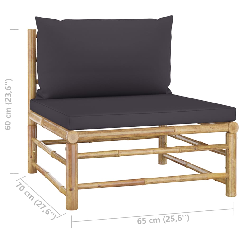 Sodo komplektas su pilkomis pagalvėmis, 2 dalių, bambukas | Stepinfit