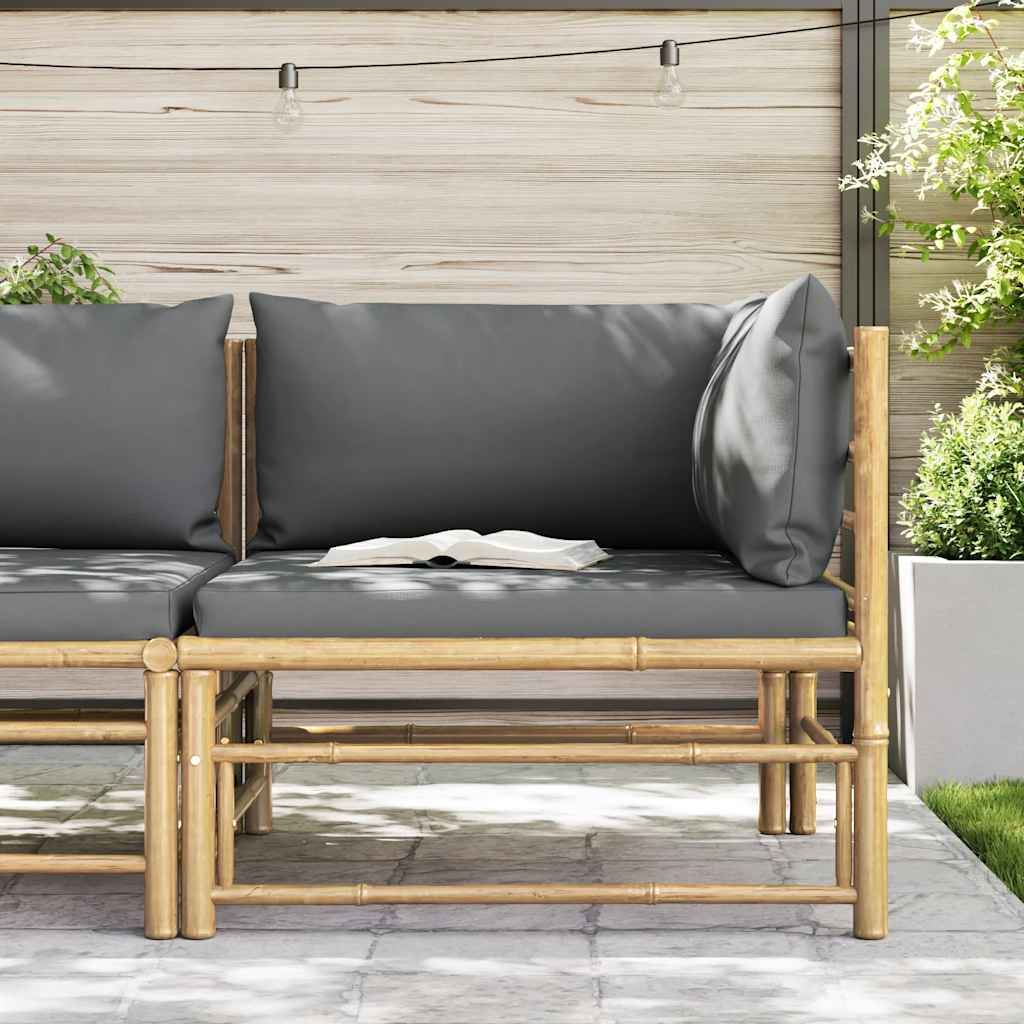 Thumbnail - vidaXL Garten-Ecksofa mit Dunkelgrauen Kissen Bambus