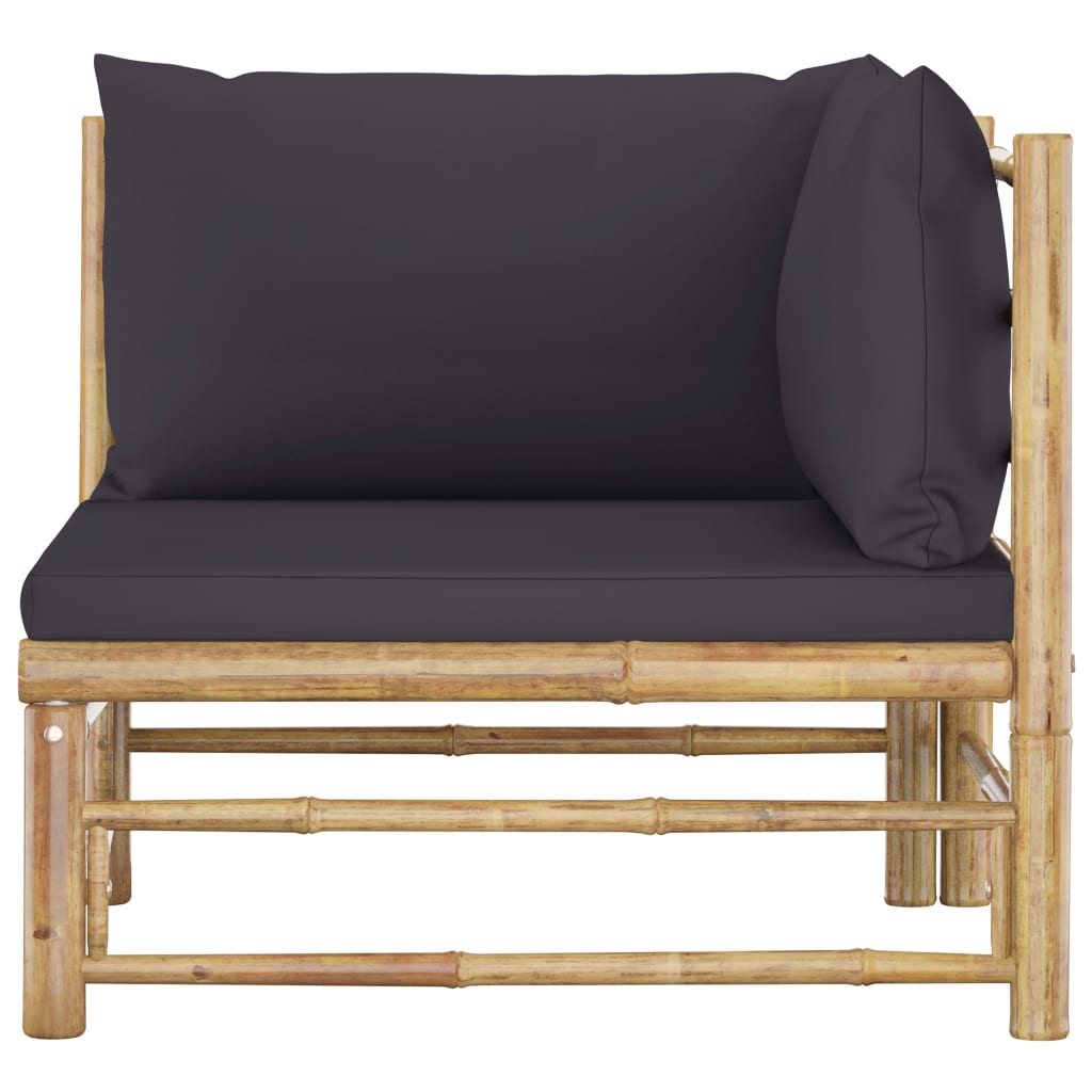 Thumbnail - vidaXL Garten-Ecksofa mit Dunkelgrauen Kissen Bambus