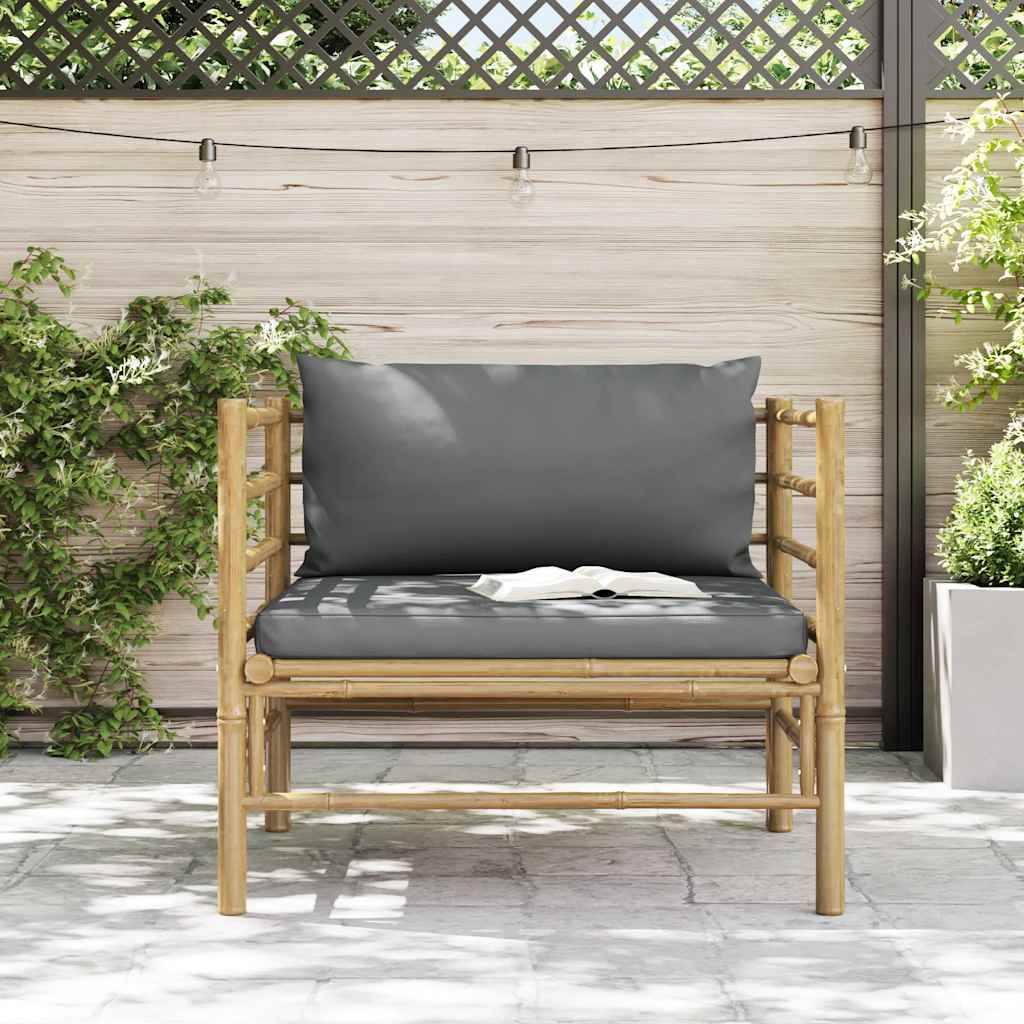 Thumbnail - vidaXL Gartensofa mit Dunkelgrauen Kissen Bambus