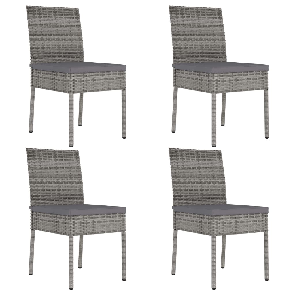 

vidaXL Patio Dining Chairs 4 pcs Poly Rattan Gray