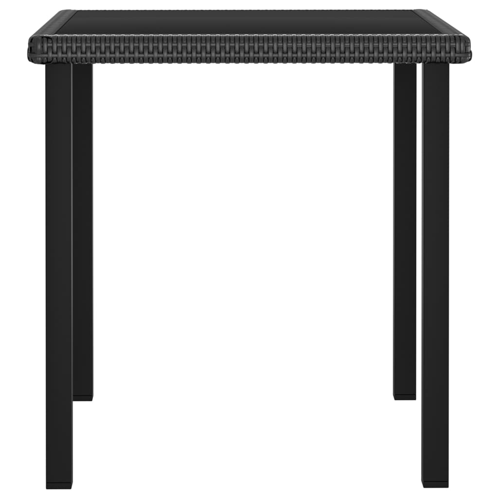  Záhradný jedálenský stôl čierny 70x70x73 cm polyratanový