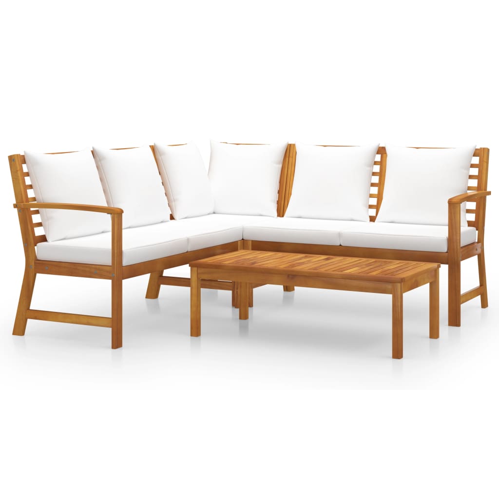 

vidaXL 4 Piece Patio Lounge Set with Cushion Cream Solid Acacia Wood