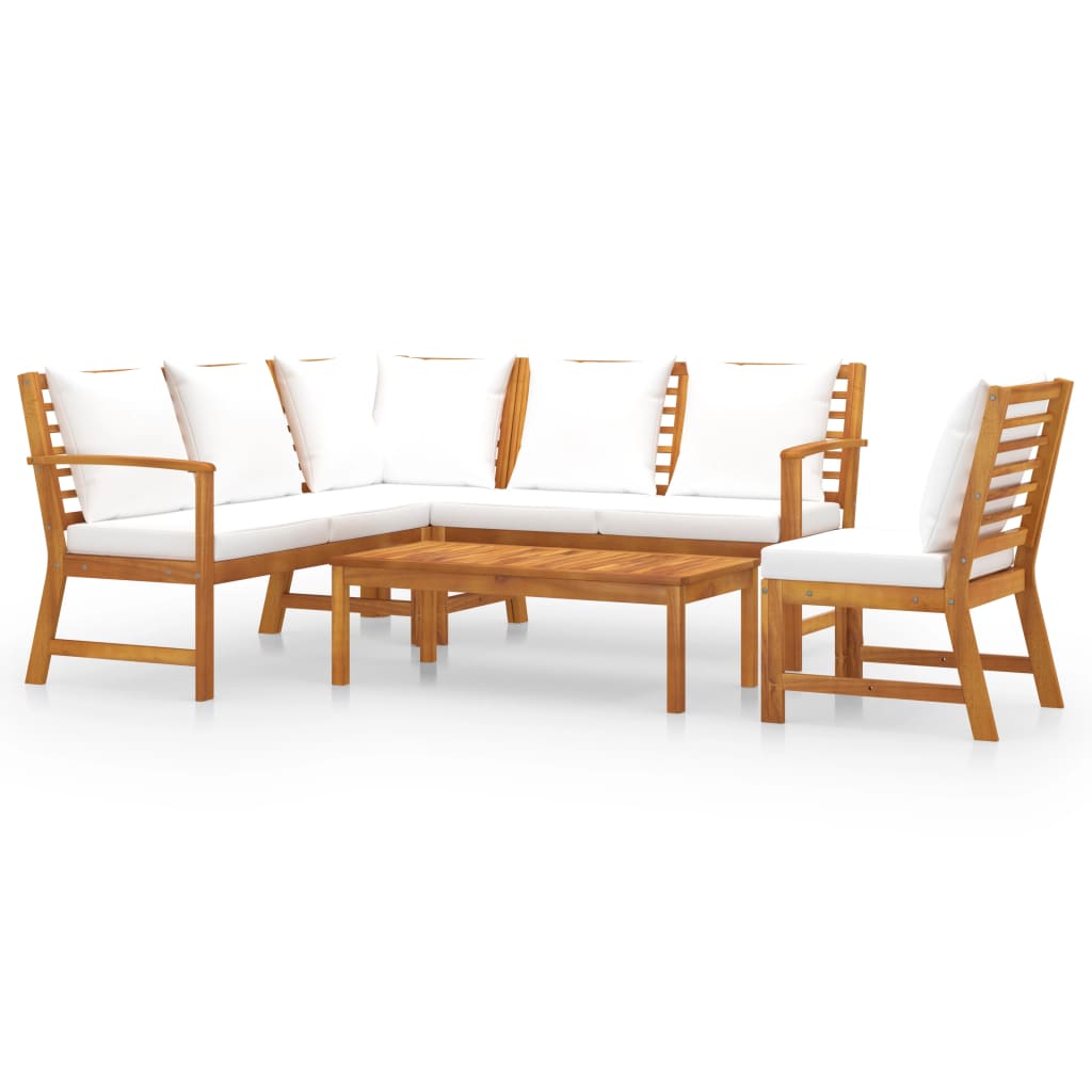 

vidaXL 5 Piece Patio Lounge Set with Cushion Cream Solid Acacia Wood
