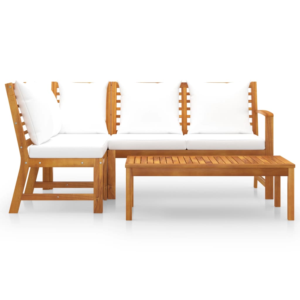 

vidaXL 4-delige Loungeset met kussens massief acaciahout crème