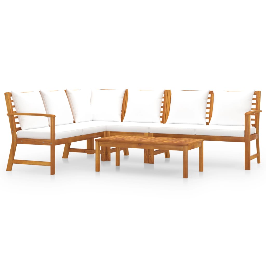 

vidaXL 5 Piece Patio Lounge Set with Cushion Cream Solid Acacia Wood