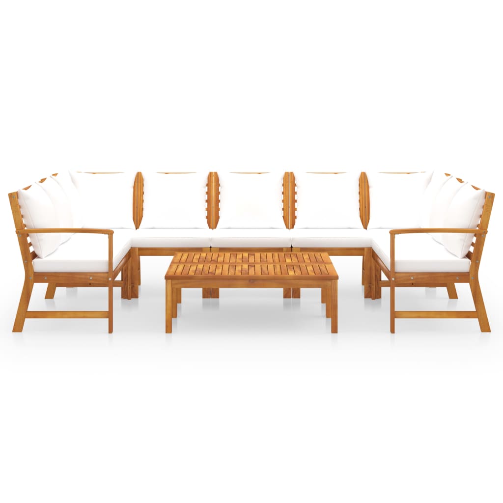 

vidaXL 9-delige Loungeset met kussens massief acaciahout crème