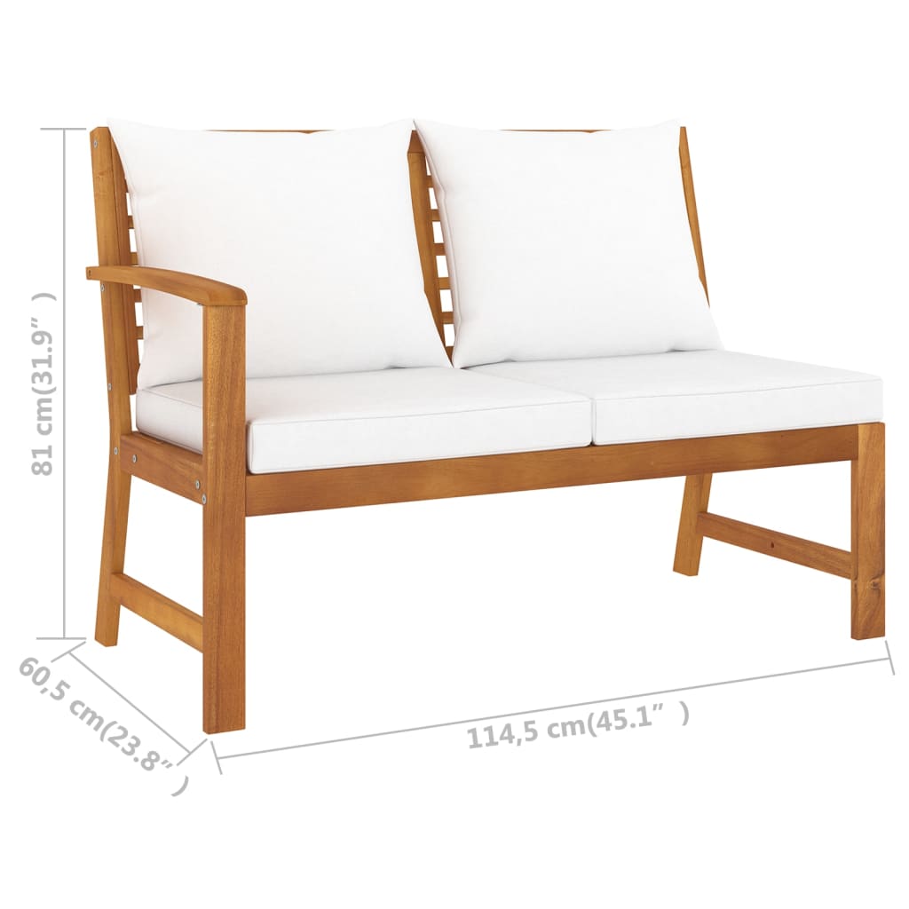 Set mobilier grădină cu perne, 9 piese, crem, lemn de acacia