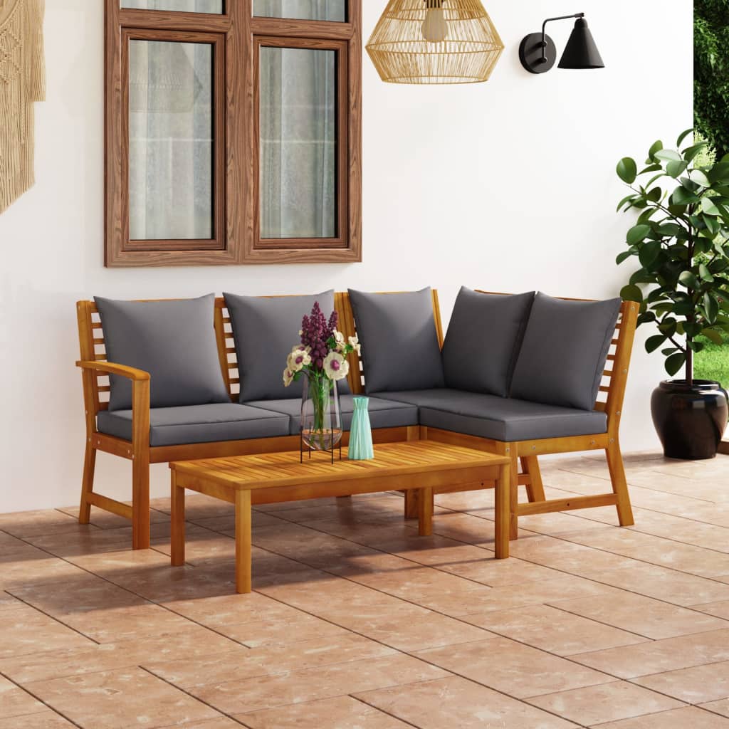 4-tlg. Garten-Lounge-Set mit Auflagen Massivholz Akazie kaufen