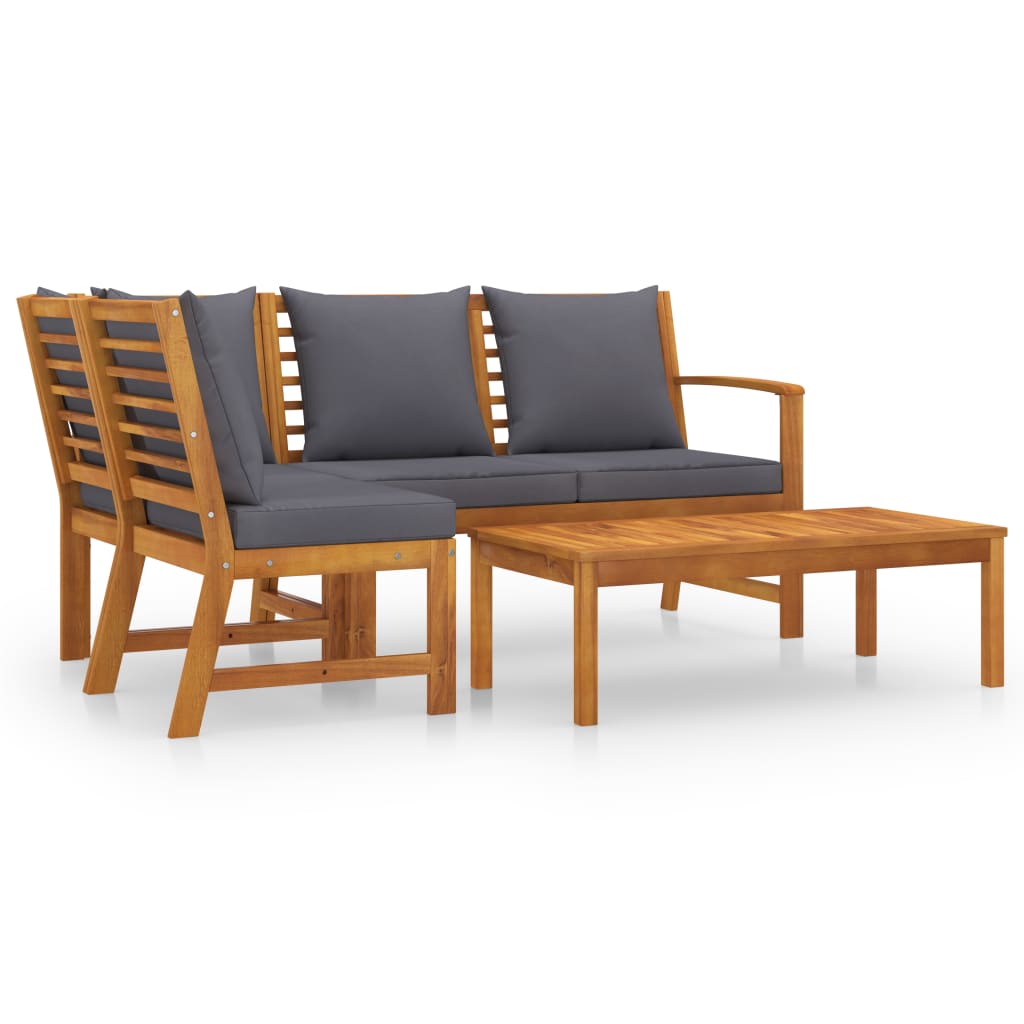 

vidaXL 4 Piece Patio Lounge Set with Cushion Solid Acacia Wood