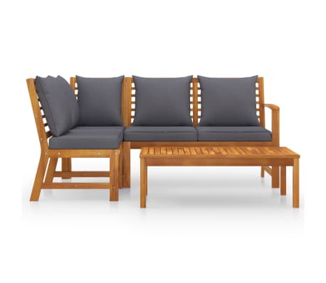 Set Divani da Giardino 11 pz con Cuscini Grigi Massello di Pino vidaXL