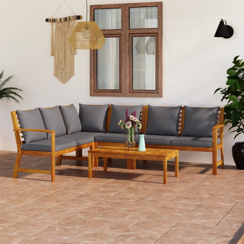 5-tlg. Garten-Lounge-Set mit Auflagen Massivholz Akazie kaufen