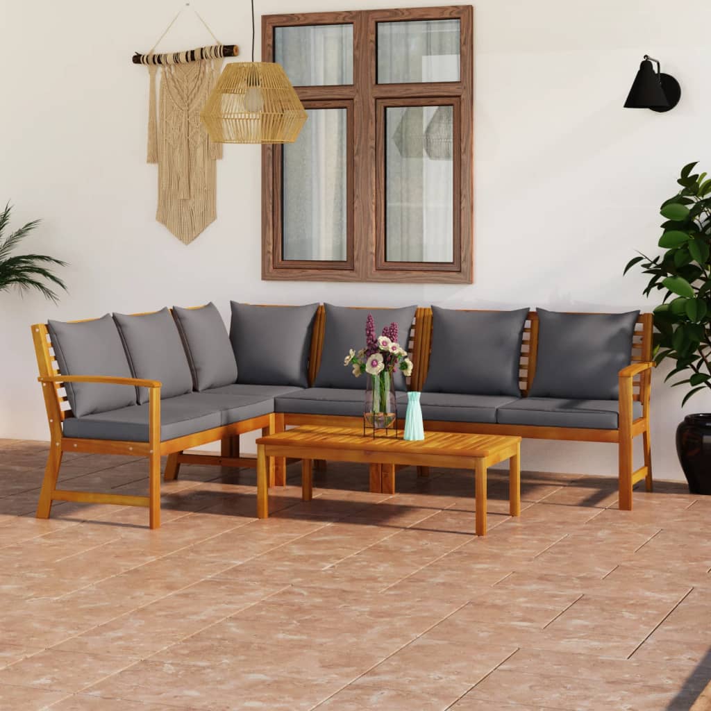 vidaXL 5-tlg. Garten-Lounge-Set mit Auflagen Massivholz Akazie