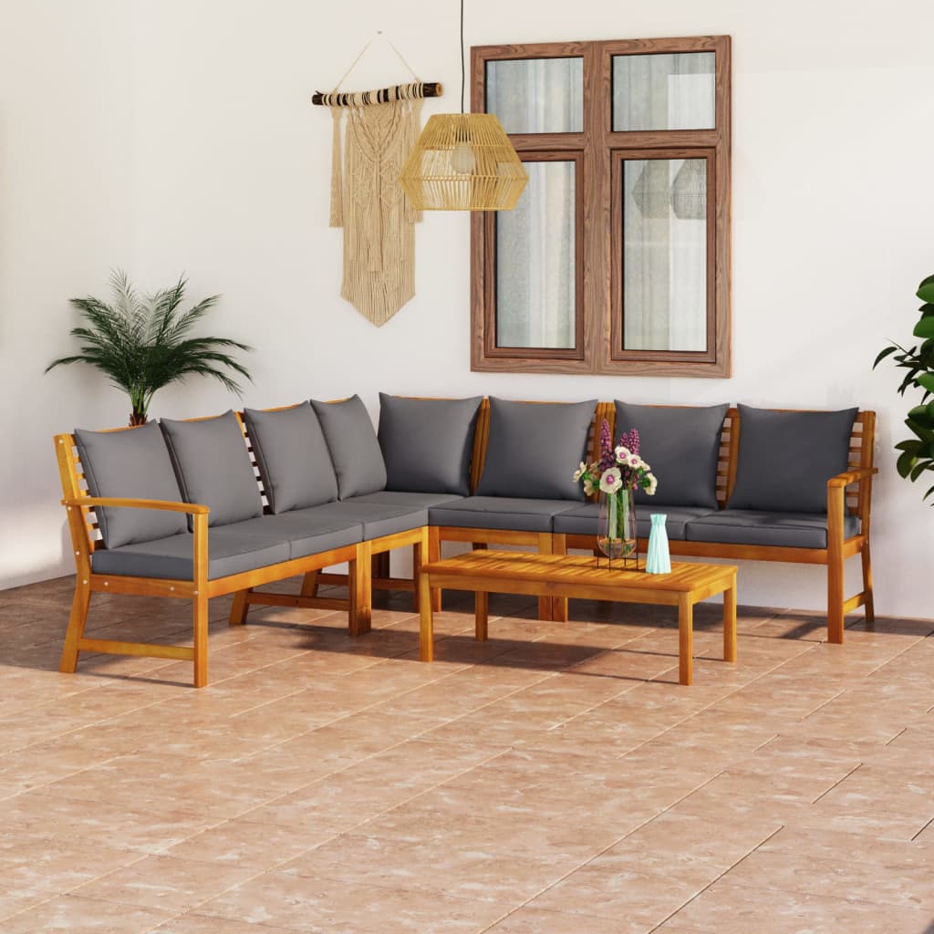 vidaXL 6-tlg. Garten-Lounge-Set mit Auflagen Massivholz Akazie