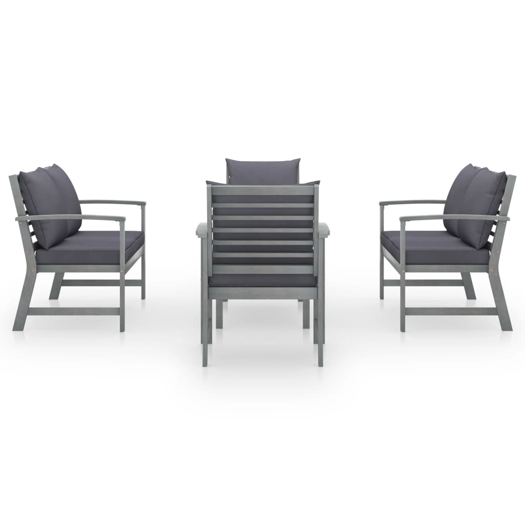 

vidaXL 5-delige Loungeset met kussens massief acaciahout grijs