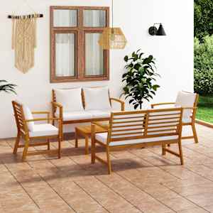 Vrtna sedežna garnitura z blazinami 5-delna trden akacijev les