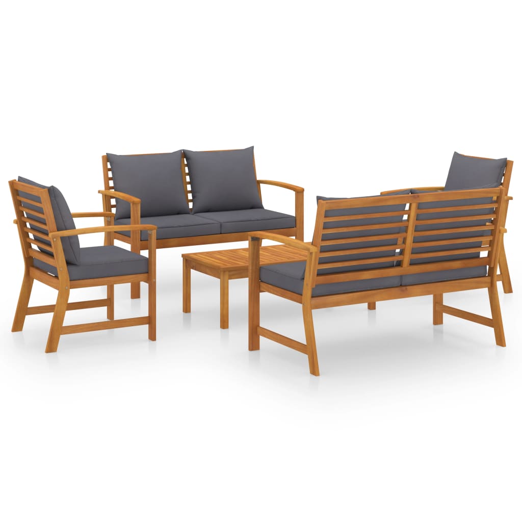 

vidaXL 5 Piece Garden Lounge Set with Cushion Solid Acacia Wood