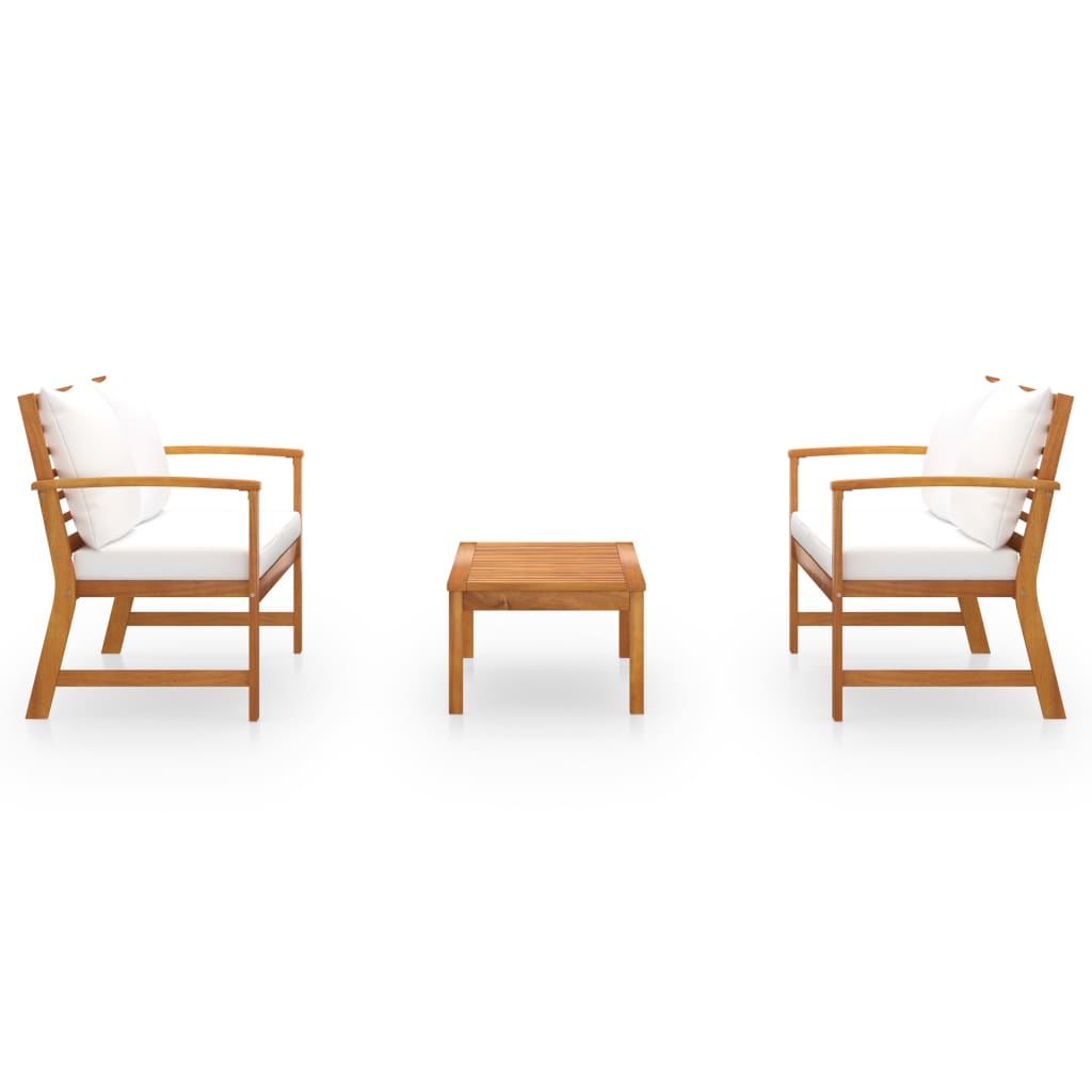 

vidaXL 3-delige Loungeset met kussens massief acaciahout