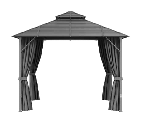 vidaXL Paviljong med draperier och dubbelt tak 3x3 m antracit