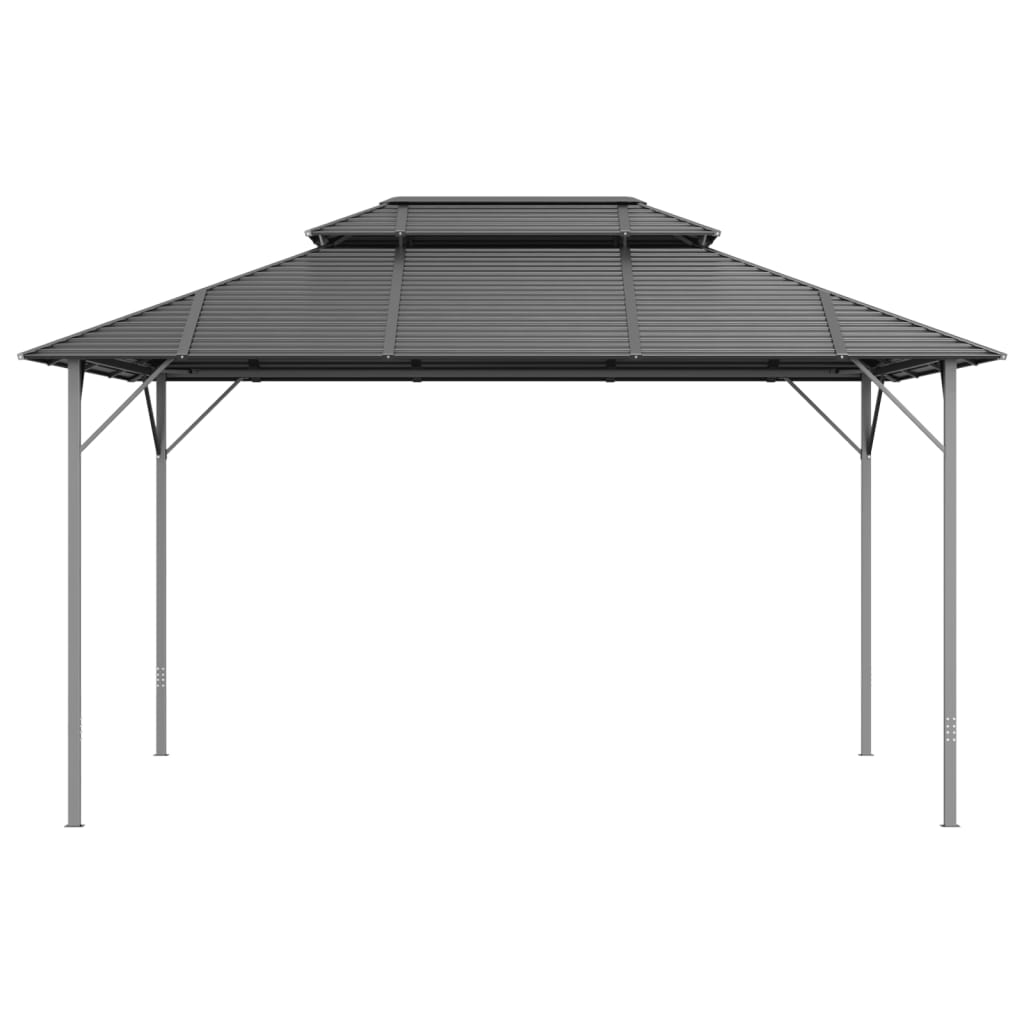 vidaXL Cenador con techo doble gris antracita 3x4 m